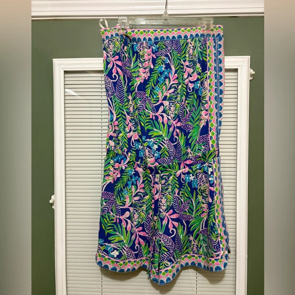 Lilly Pulitzer Strapless Rikki Tropical Floral Tiger Print Romper - Picture 2 of 11
